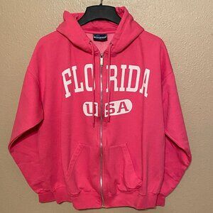 Pacific & Co Pink Florida USA Sweatshirt with hood Size (L)